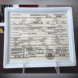 Fishs Eddy Barack Obama Birth Certificate Tray